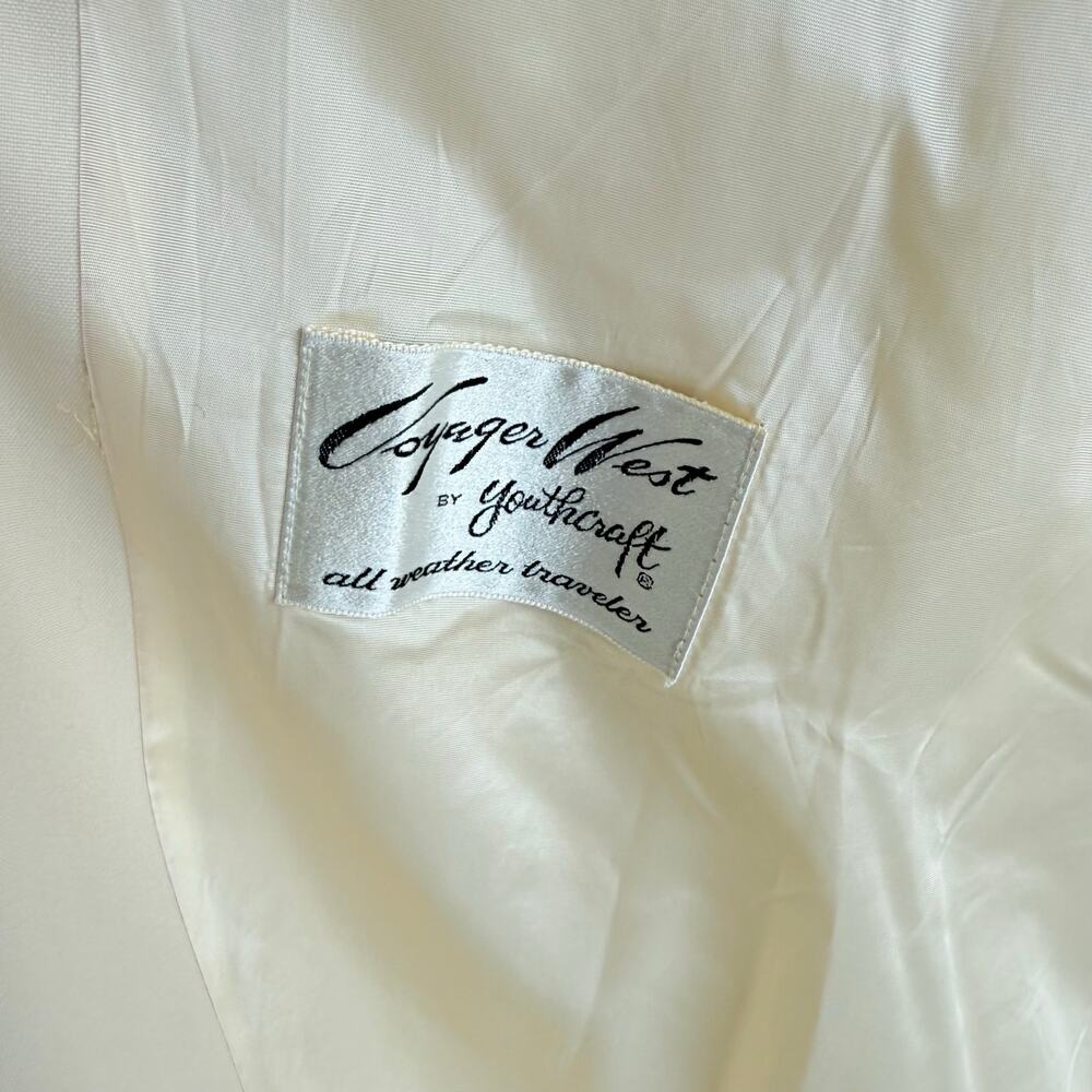 Vtg 60s Youthcraft Voyager West Coat Cream Tan Leather Trim‎ Belted Women S Mod - Picture 10 of 13